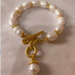 Julie Vos Gold and Cream Pearl Bracelet